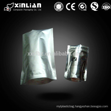 China OEM stand up zipper pouches in matt silver/plastic packaging bags